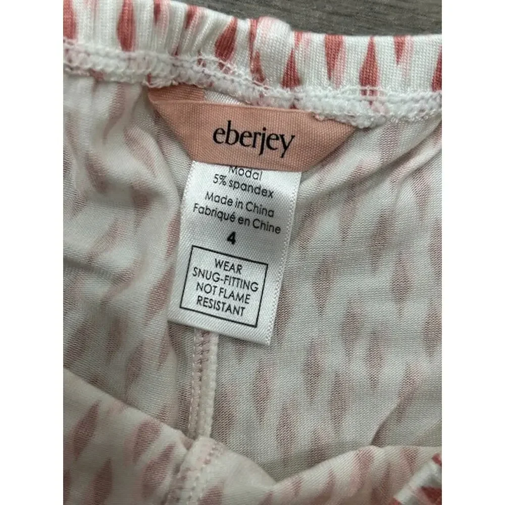 Eberjey Girls Gisele Short Sleeve Top Shorts Bottom Pajama Set Pink Size 4 NWT